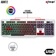 Teclado Gamer USB RGB Multimídia KP-TE120 Knup - Branco